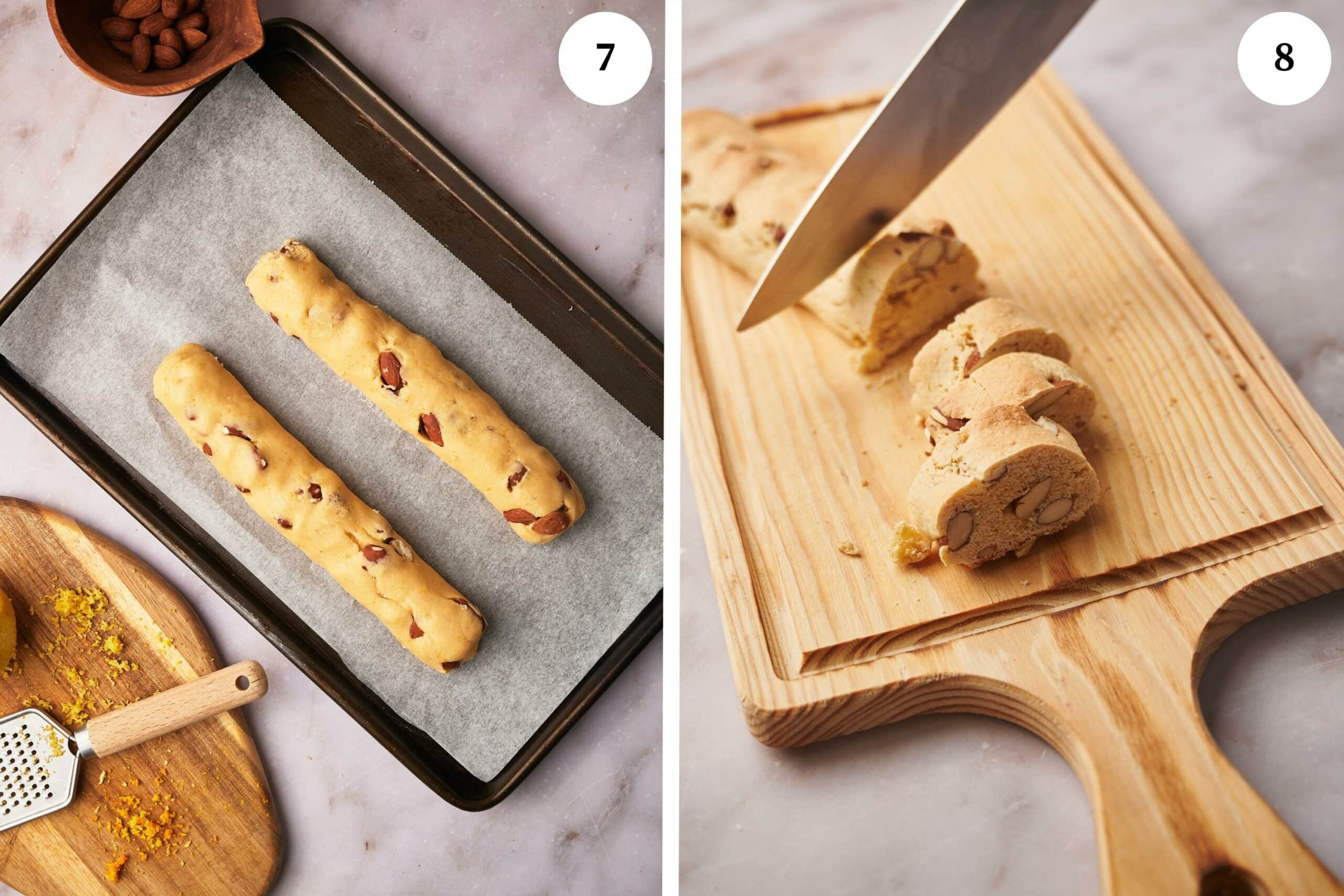 make two logs with the dough, place in the oven and then slices in 1 inch pieces