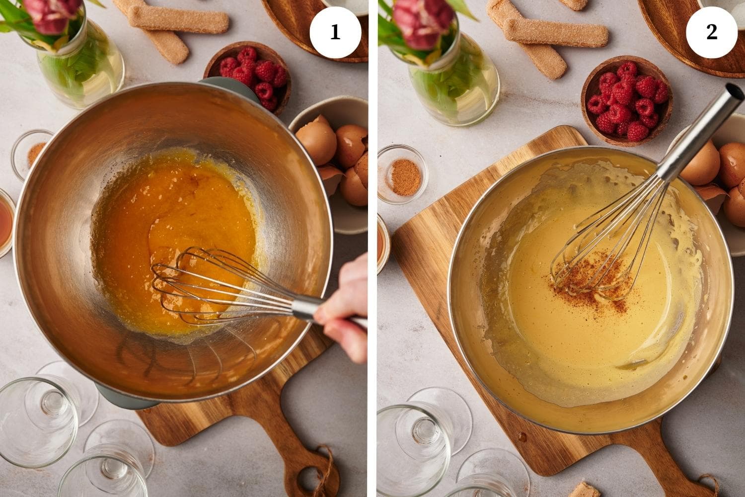 step by step images for zabaglione recipe: wisk the eggs 