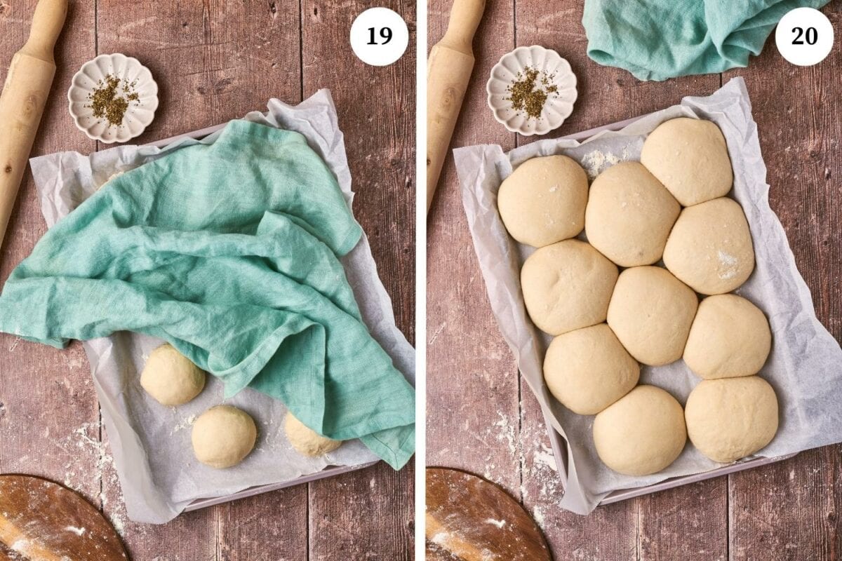 Step by step for making panzerotti: the dough balls have to get double in size.