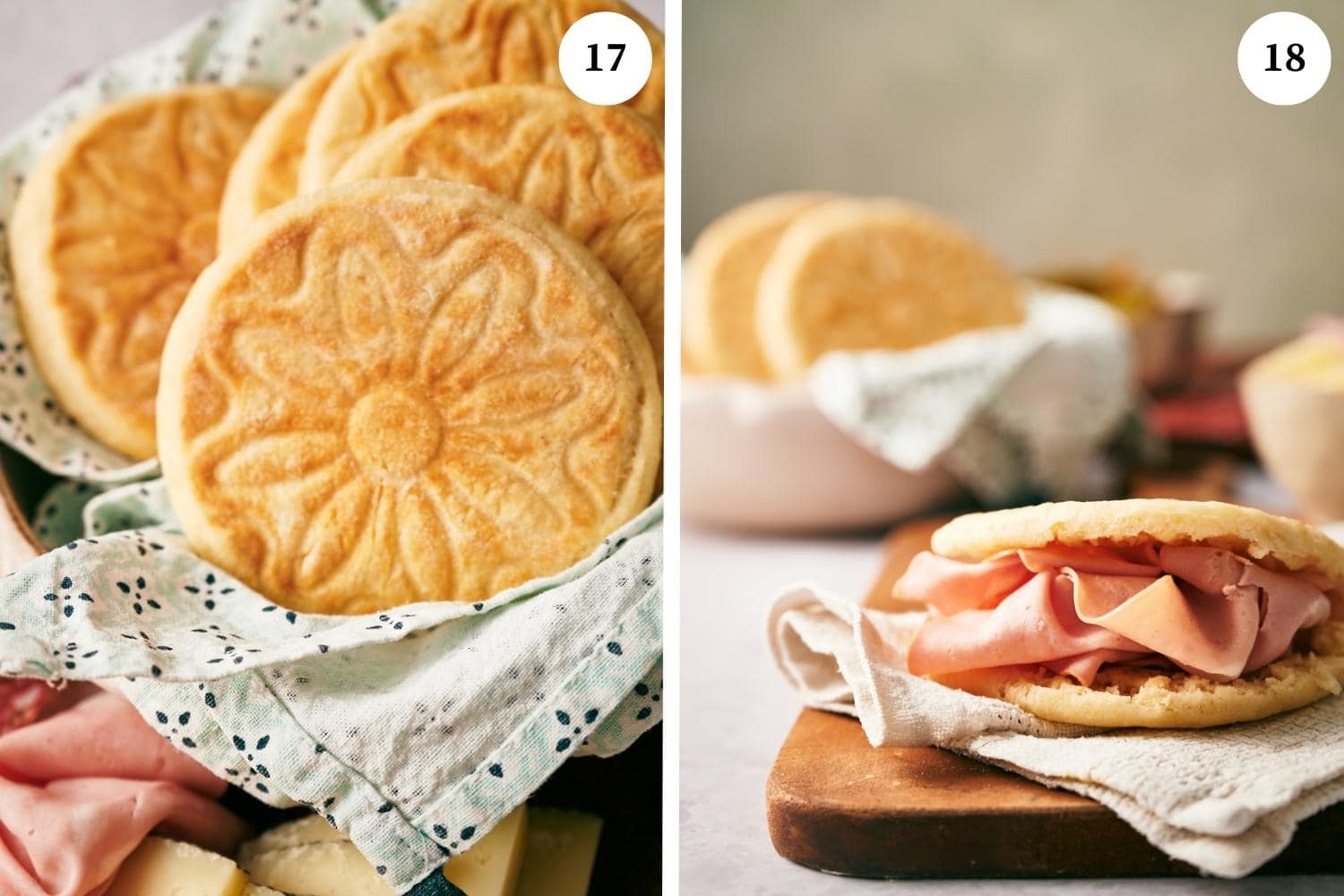Process of making Tigelle Foccaccine Bread: you can make your tigelle into either a savory or sweet treat by stuffing them with yummy fillings like cured meats, cheese, or a chocolate spread, nutella or even jams or jellies.