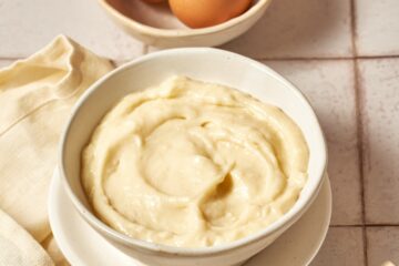 italian pastry cream in a white bowl
