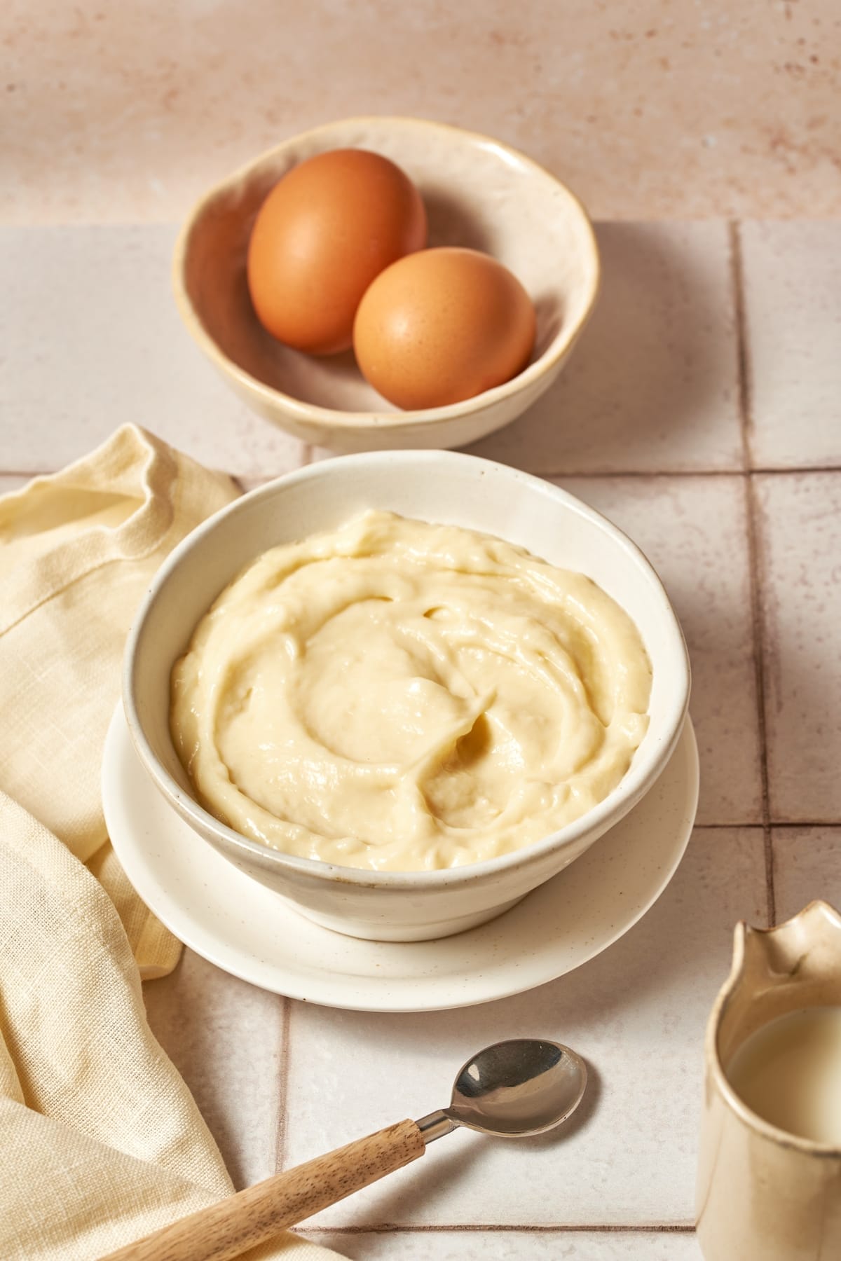 italian pastry cream in a white bowl