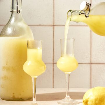 Limoncello poured in two glasses.