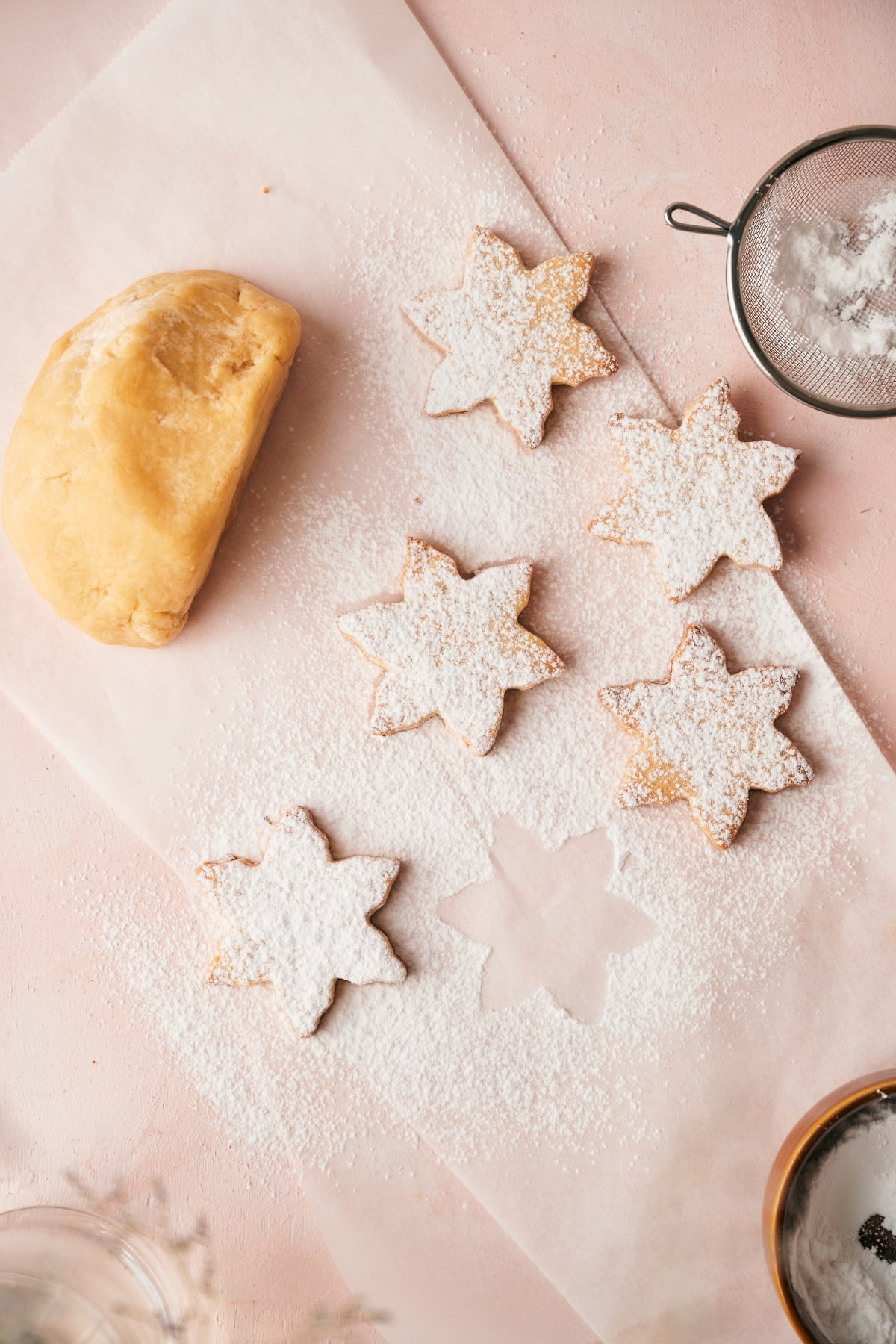 pasta frolla dough cut into star shapes