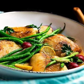 Baked Cod Recipe With Greenbeans and potatoes