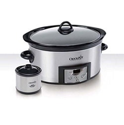 CROCK-POT 6-QUART COUNTDOWN PROGRAMMABLE OVAL SLOW COOKER WITH DIPPER, STAINLESS STEEL,