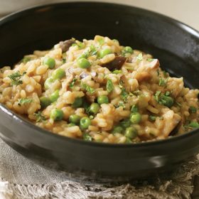 Risotto with mushrooms and peas recipe