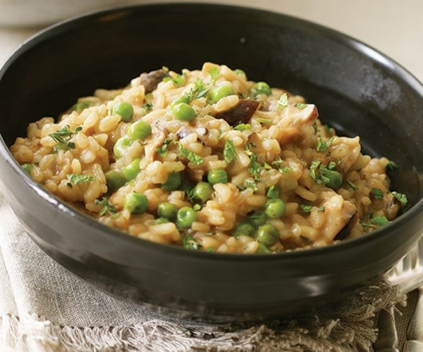 Risotto with mushrooms and peas recipe