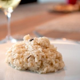 Risotto with orange duck has all the proteins you need for the day.