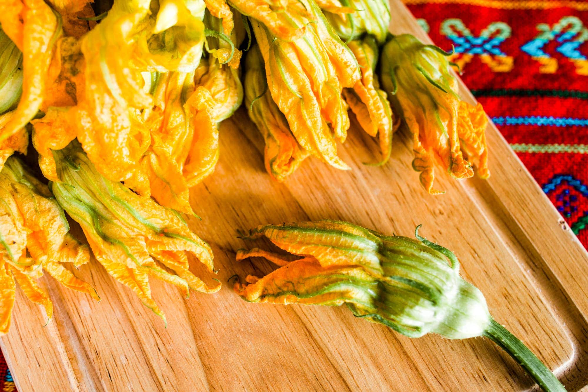 Zucchini flowers on table