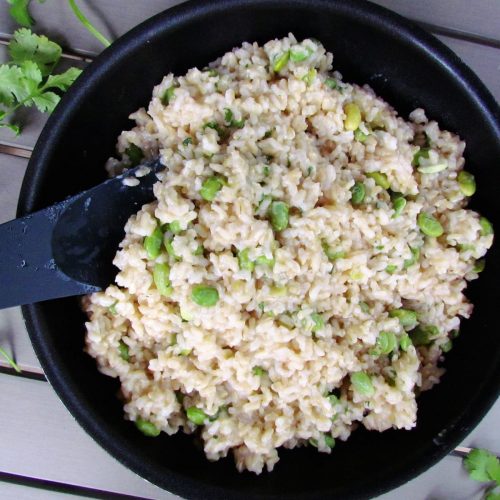 Risotto with edamame