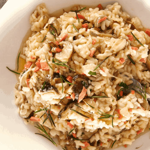 risotto with ham and mushrooms recipe
